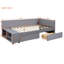Grey Twin Size Storage Platform Bed With Upholstered Headboard. Velvet Fabric, . Large Drawers For Bedding Storage. Side Personal Items. Design-234357796