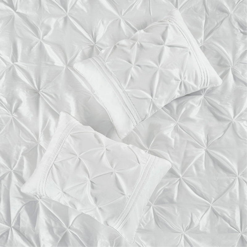 Ensemble d'édredon 7 pièces capitonné blanc très grand, Édredon de très grande taille et 6 pièces suppl