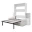 Lit escamotable double avec canapé-lit, armoire de rangement intégrée et tablettes-1064828463