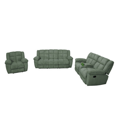 3-Piece Premium Corduroy Contemporary and Overstuffed Manual Reclining Living Room Sofa Set by Latitude Run
