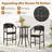 3 Pcs Patio Rattan Bar Set Wicker Armchairs & Round Table With Tempered Glass Top