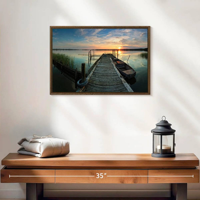 Fishing Trip, 19" X 13", Floating Frame Walnut