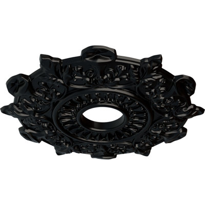 Endurathane Preston Ceiling Medallion, 17 1/2"OD x 4"ID x 1"P (Fits Canopies up to 4"), Hand-Painted Jet Black Finish
