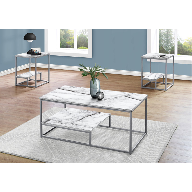 Ensemble de table, ensemble de 3 pièces, café, bout, côté, décor, salon, contemporain, moderne