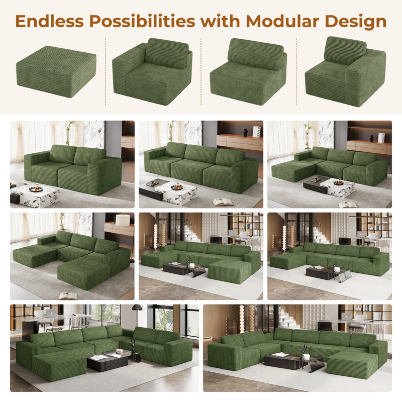 Upholstered Corduroy Accent Chair, Green