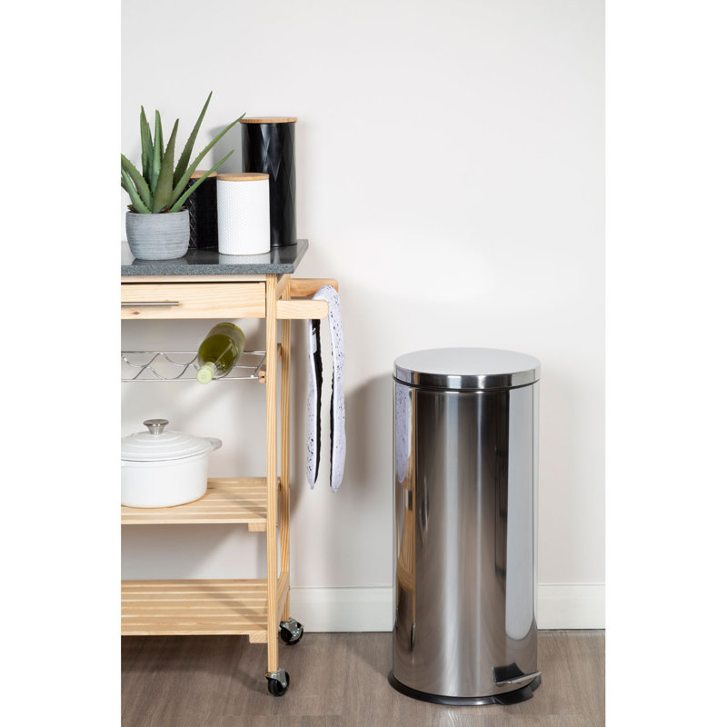Metal Kitchen Trash Can - 30L