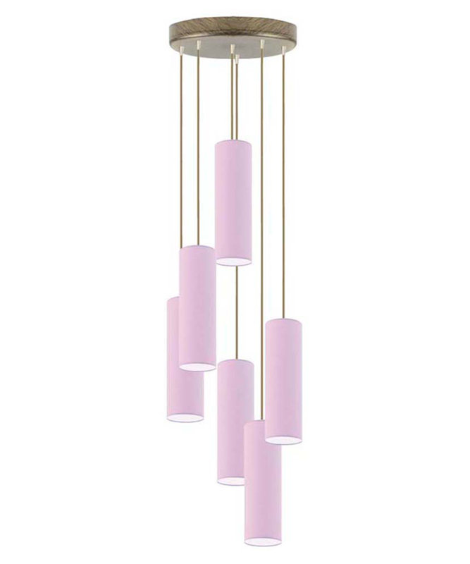Denegal 6 - Light Cluster Pendant, Light Purple, Brown