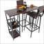3 Piece Counter Height Bar Table Set with 2 Backrest Stools, Rectangular Pub Table with 2-Tier Storage Shelves, Industrial Wood Grain Design for Small Spaces