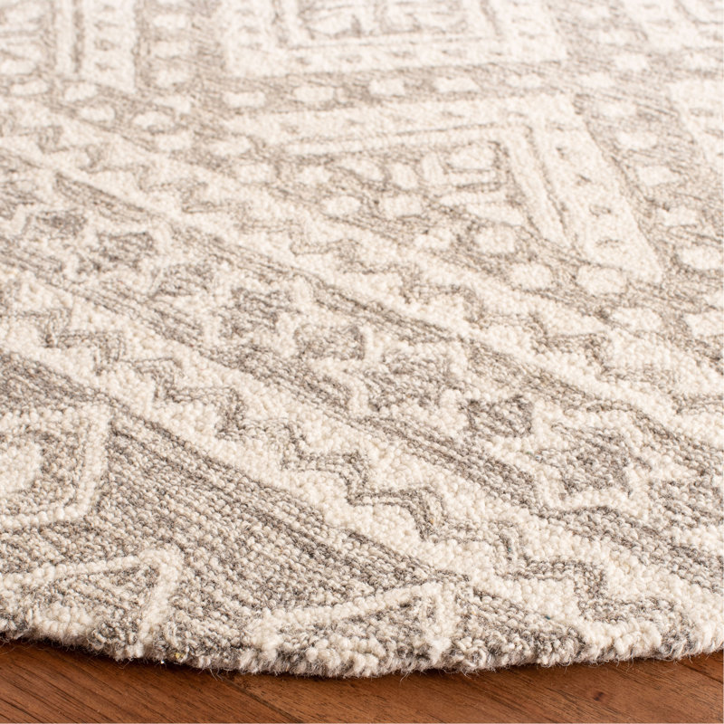 Abou Hand Tufted Wool And Cotton With Latex Geometric Rug, Square 5'
