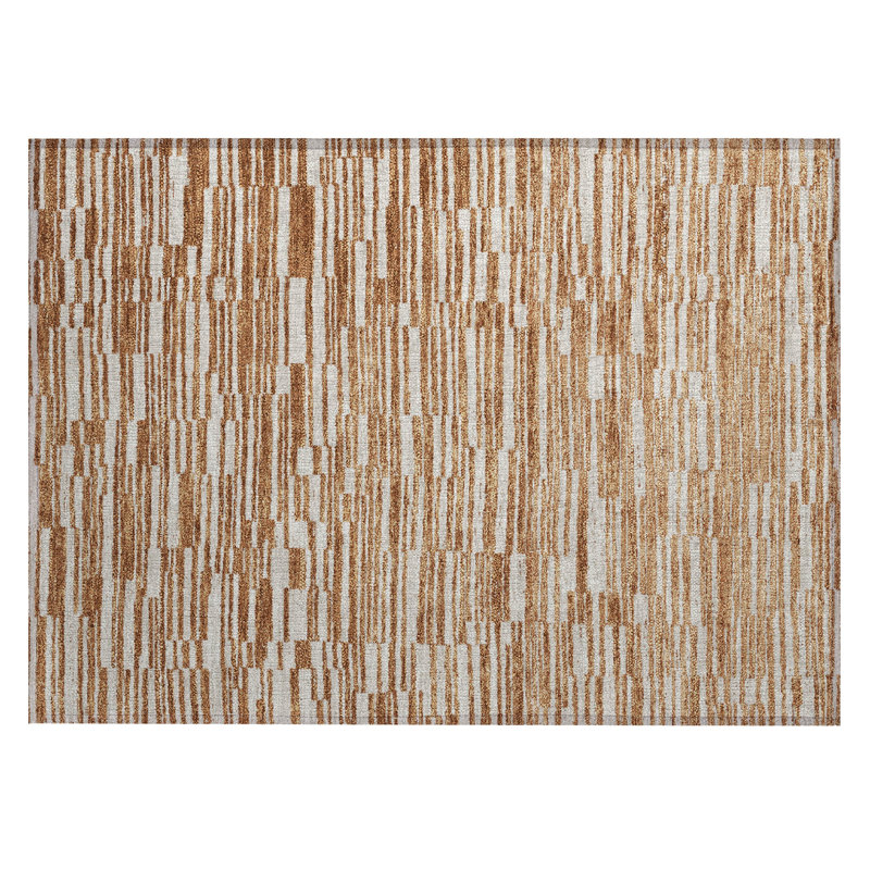 Machine Washable Indoor/Outdoor Chantille ACN2907 Striped Rug, 1'8" x 2'6", Paprika