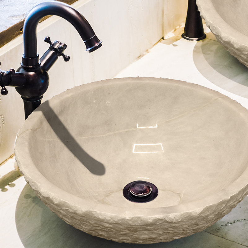 Lavabo de salle de bain onyx en marbre fait à la main, 17 po, vasque ronde, blé doré texturé