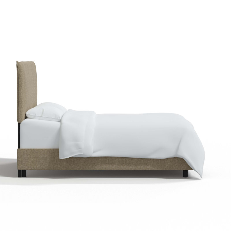 Lit tapissier standard à profil bas Bessinger, Lin naturel texturé Zuma, Très grand