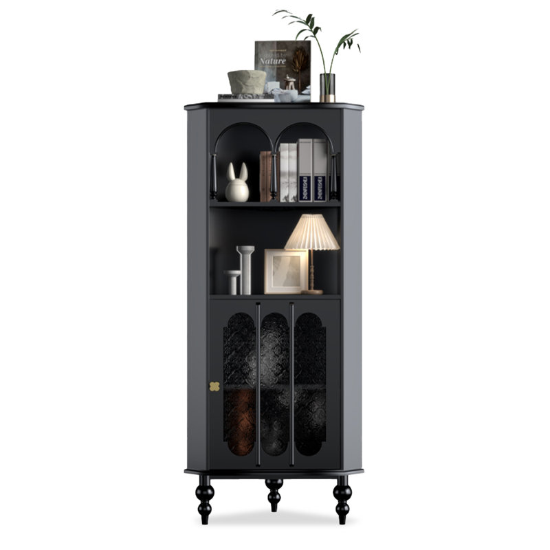 Black Solid + Manufactured Wood+Glass Display Cases