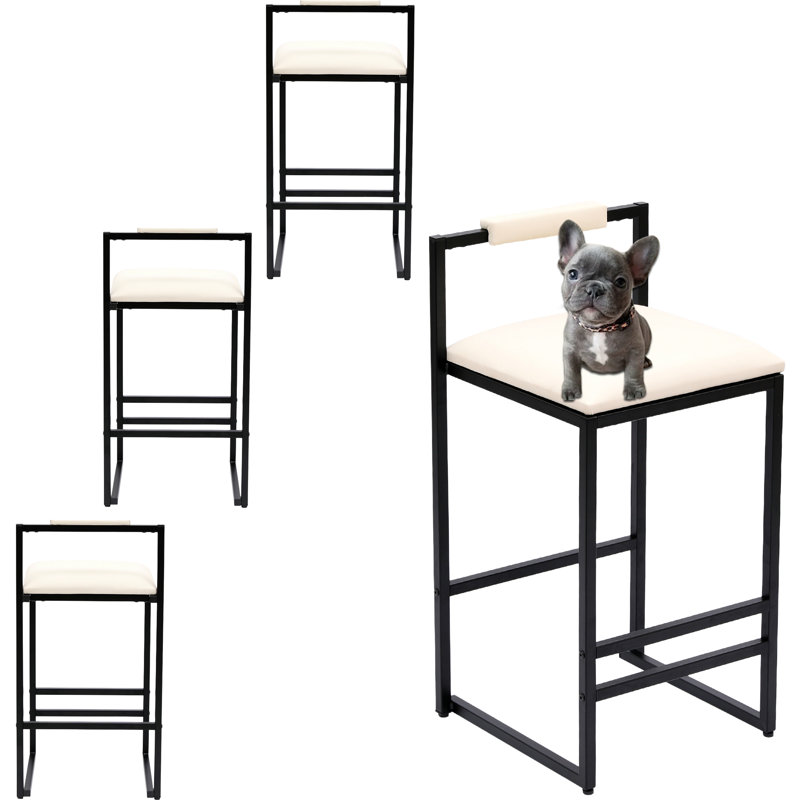Counter Barstools Low Back Metal Island Stools (Set of 4), White