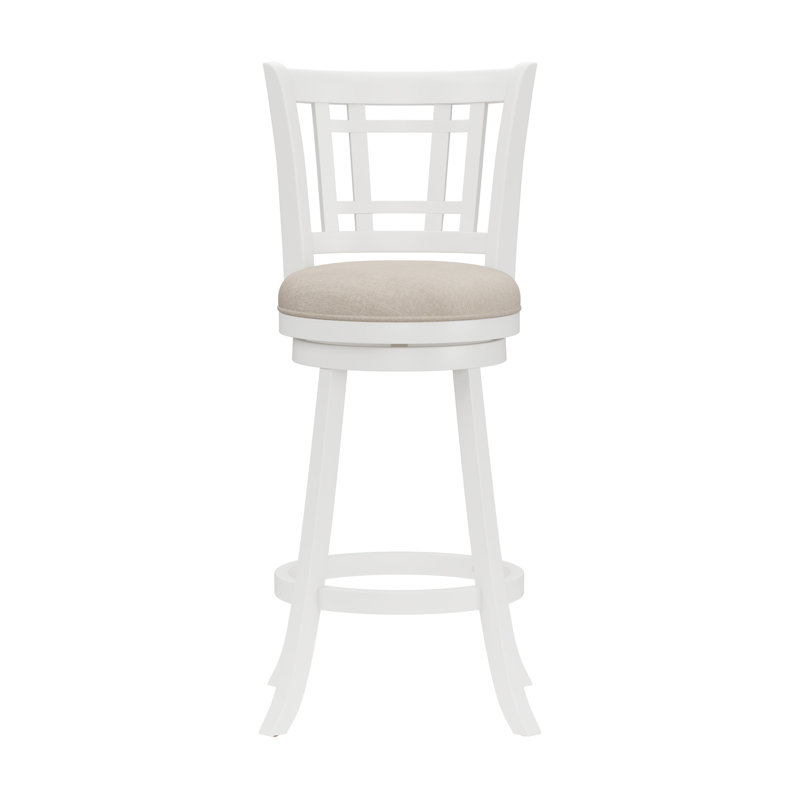 Henock Swivel Upholstered Counter Stool, White, Bar Stool (30.5" Seat Height)
