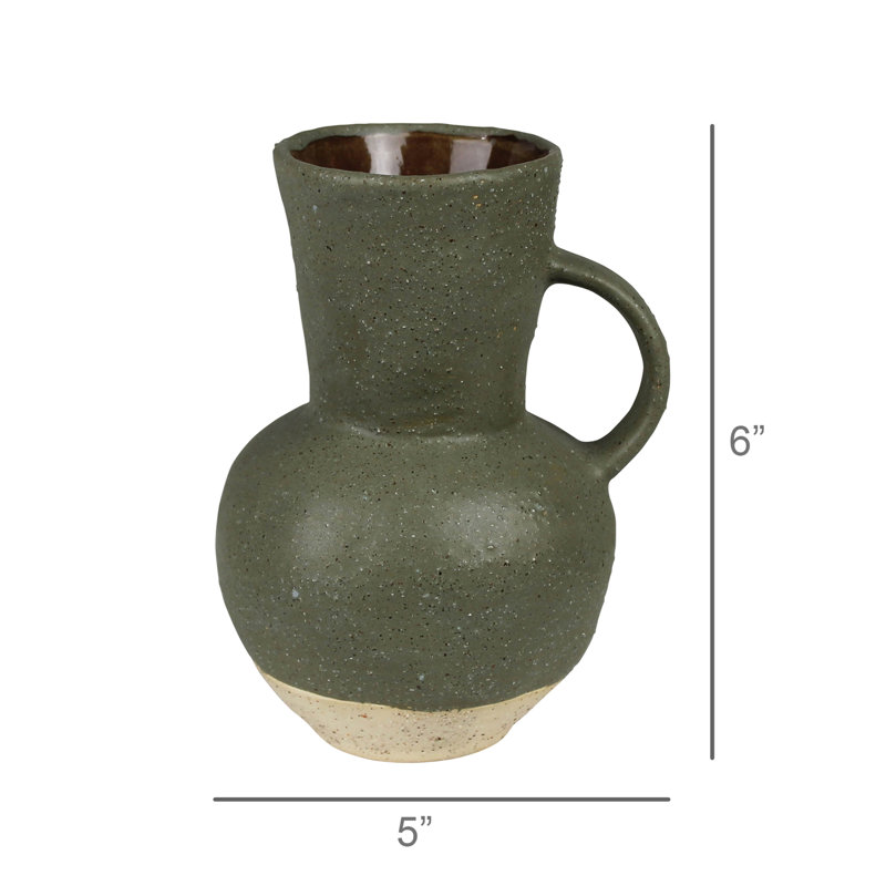 Vase Umbria à poignée simple, céramique, vert