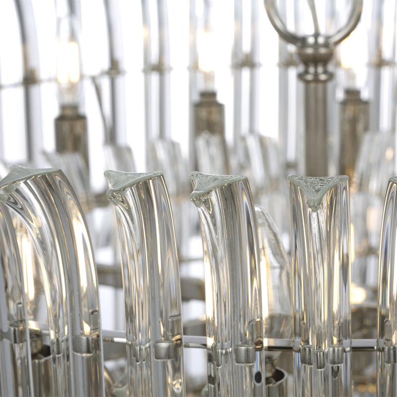 AERIN Rhine 34" Three Tier Chandelier with Crystal, Polished Nickel