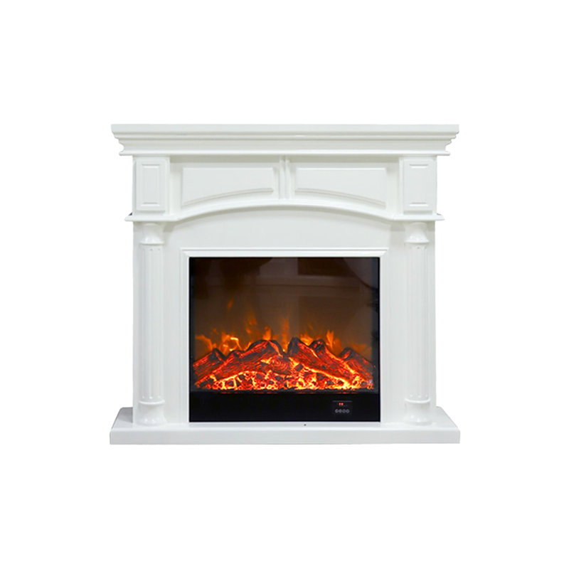 White Solid + Manufactured Wood Electric Fireplace, 43.31" H x 47.24" W x 12.6" D , White