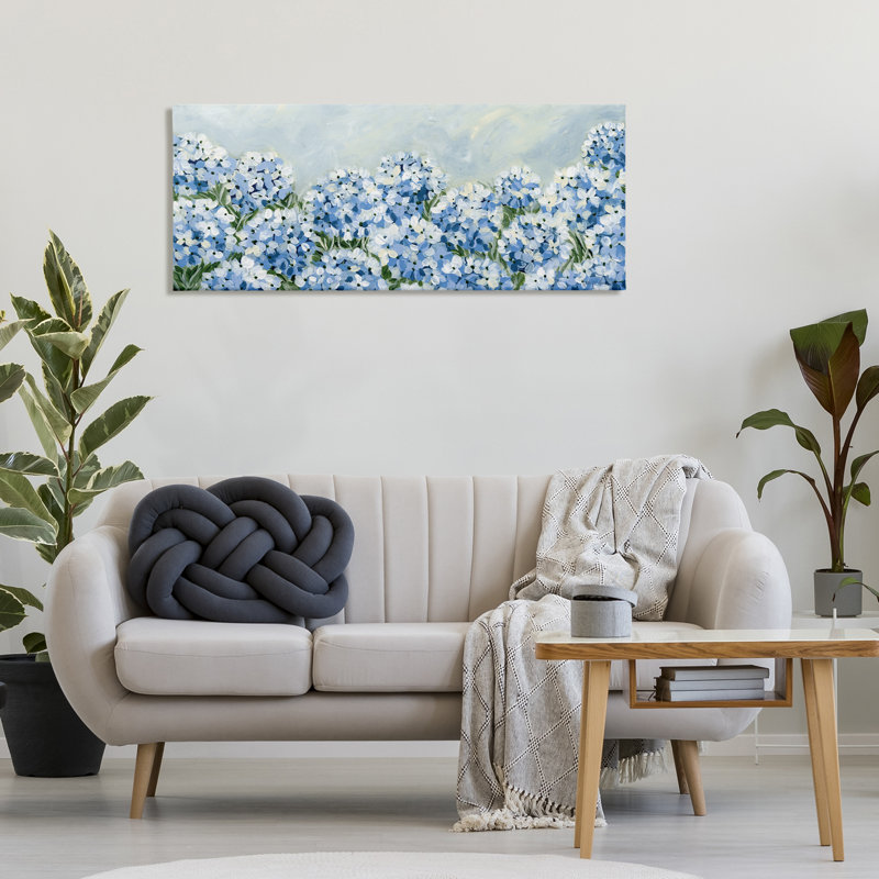  Blue Hydrangea Meadow Canvas Wall Art by Yvette St. Amant, 20" H x 48" W