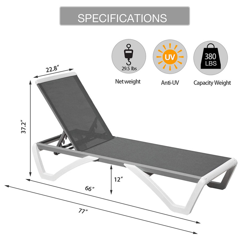 Outdoor Chaise Lounge, Gray