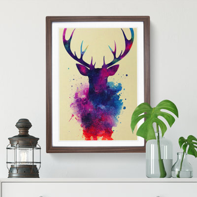 Splashed Stag No.5 - Framed Print