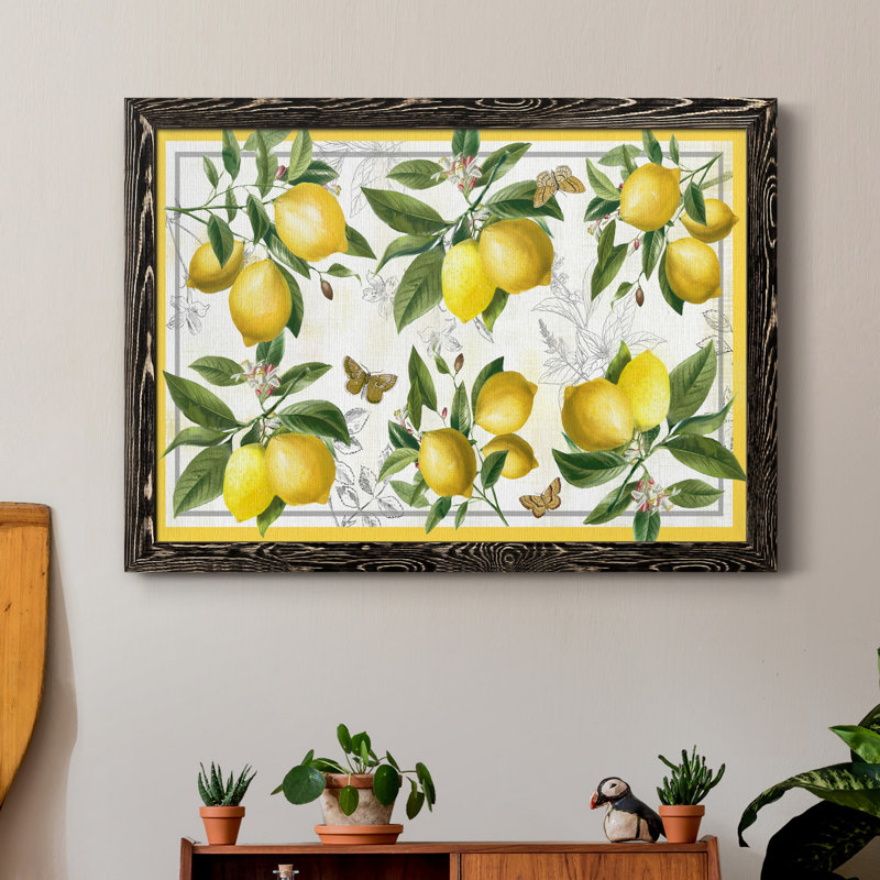 Lin citrons - Reproduction d'art graphique sur papier encadré, Noir, H 37,5 po x l 27,5 po x P 1,5 po
