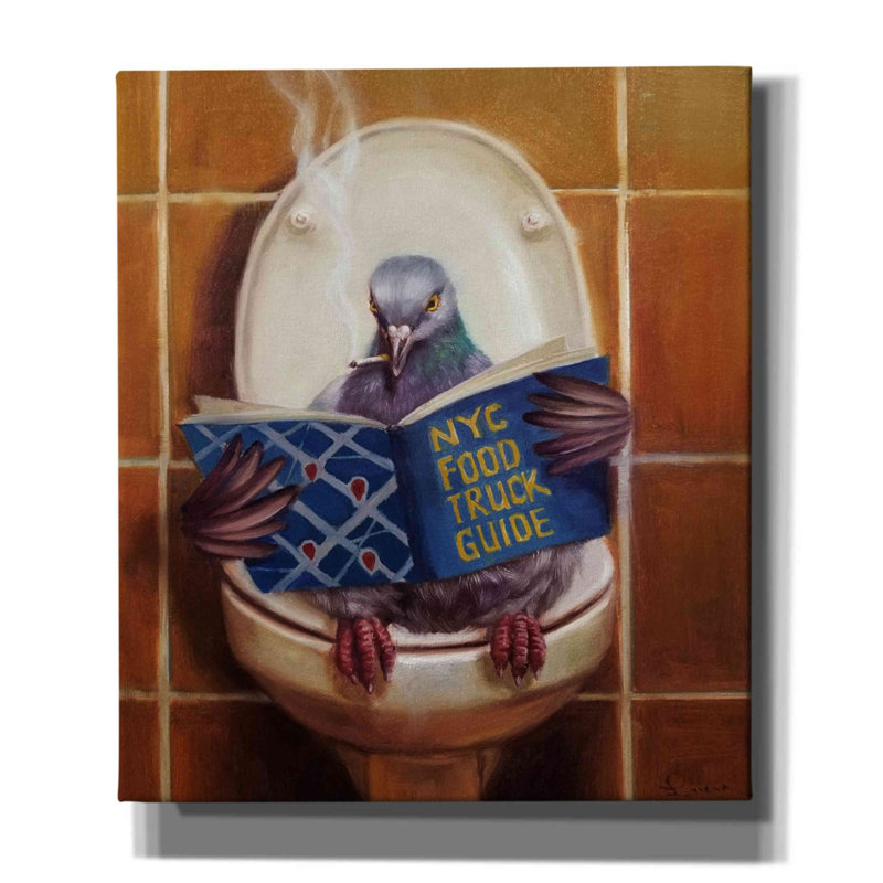 «Stool Pigeon» par Lucia Heffernan, art mural sur toile, H 30 po x l 26 po x P 1,5 po