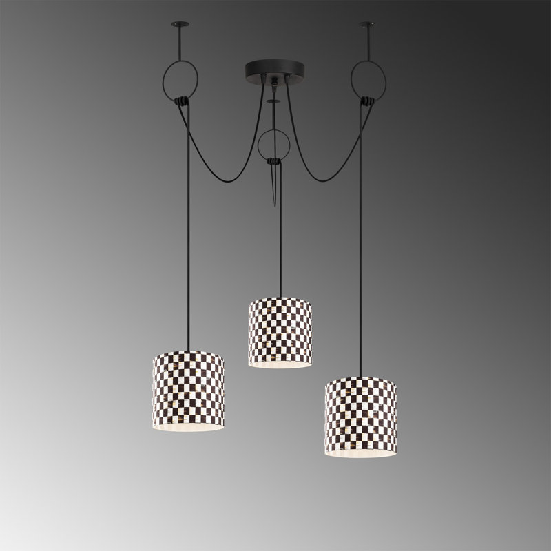 Luminaire suspendu tambour à 3 lumières Shayaan