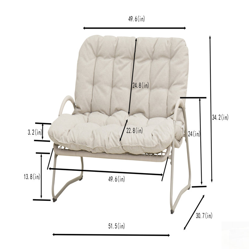 Chaise double en rotin PE de qualité supérieure avec structure en métal - Confort et durabilité ultimes pour votre patio