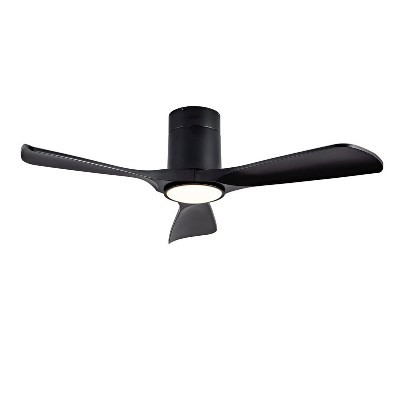 Ceiling Fan With Lights 42 Inch Flush Mount Ceiling Fan With Remote Control, Black, 42" Wide