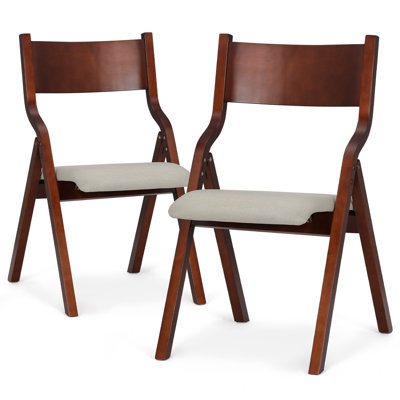 Nazifah Foldable Dining Chairs Bistro Chairs With Wooden Back And Padded Seats For Kitchen, Wedding, And Picnic