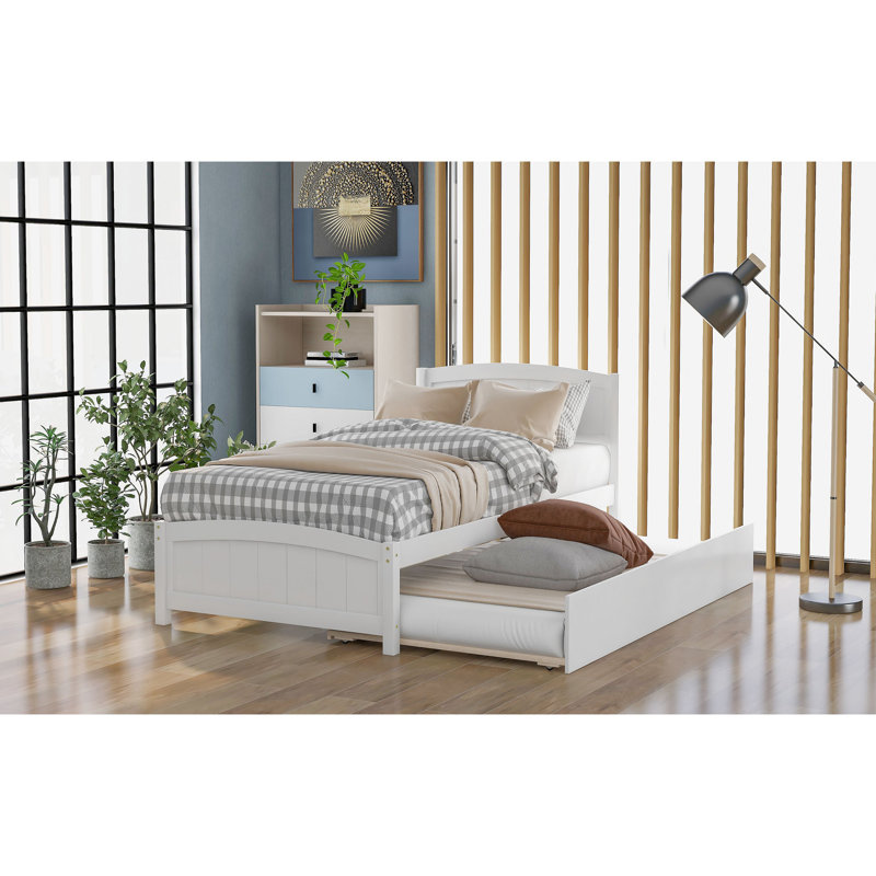 Lit plateforme avec lit gigogne, Blanc
