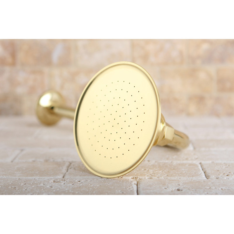 Kingston Brass Victorian 4-13/16-Inch Round Raindrop Brass Shower Head with 12-Inch Shower Arm Combo, Polished Brass