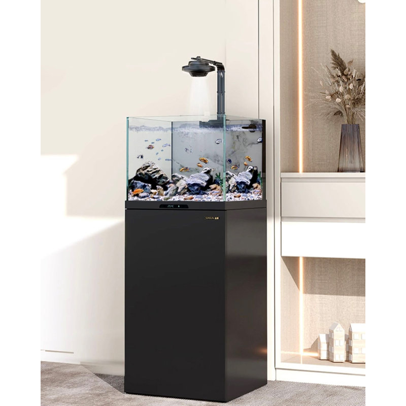 Petit aquarium polyvalent avec réservoir en alliage d'aluminium, 13,21 gallons (H 47,24 po x l 18,9 po x P 18,31 po, Noir