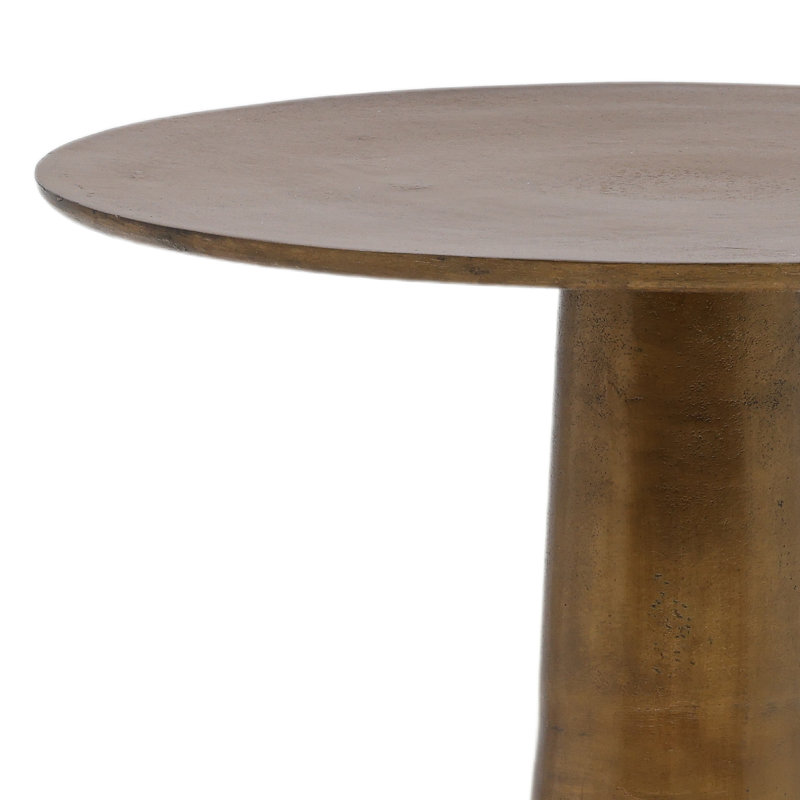 Table d'appoint en aluminium Golbez, laiton antique, H 27,5 po x l 18,75 po x P 18,75 po