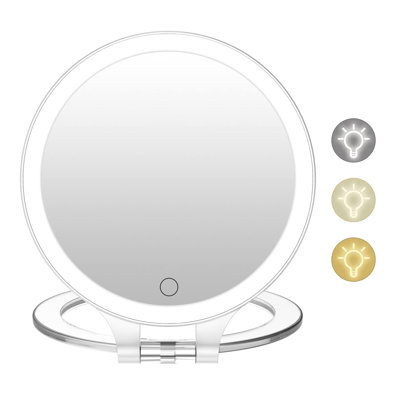 Nadeem Round LED Rechargeable 10X/1X Magnifying Portable Foldable Travel Makeup Mirror