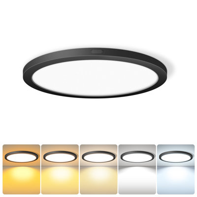 Plafonnier rond 7 pouces noir, plafonnier mince à DEL à intensité variable 14W 120V 5CCT, luminaires à proximité du plafond pour chambre à coucher, cuisine, couloir, buanderie