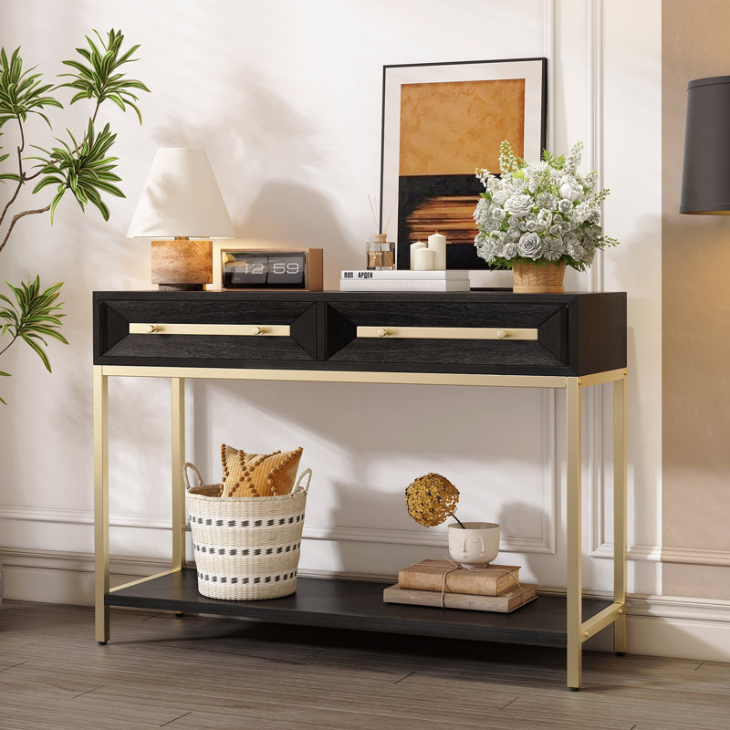 Console avec deux tiroirs, Noir