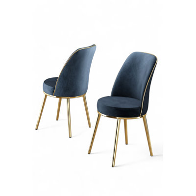 Ensemble de chaises élégantes en métal (4 pièces), anthracite et or | 17,7 po x 35,8 po x 16,5 po | Structure 100% métal, tissu BabyFace, dossier en mousse à 22 bandes et siège en mousse à 28 bandes | Design moderne et glamour pour la salle à manger et les espaces de vie