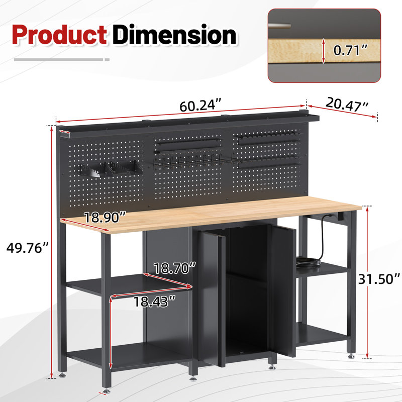 Établi et système de rangement pour armoire de garage