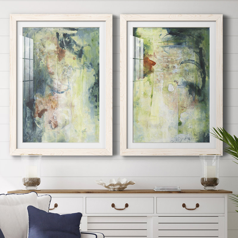 Nature's Elements I - ensemble de 2 peintures encadrées, H 20 po x l 17 po x P 1 po, Cadre blanc