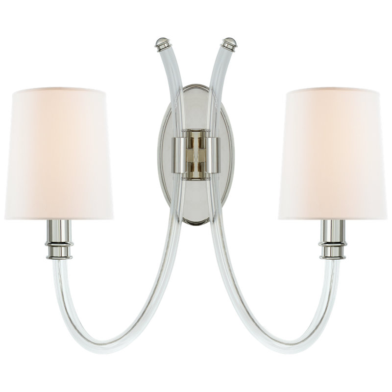 Julie Neill Clarice Double Sconce, Polished Nickel