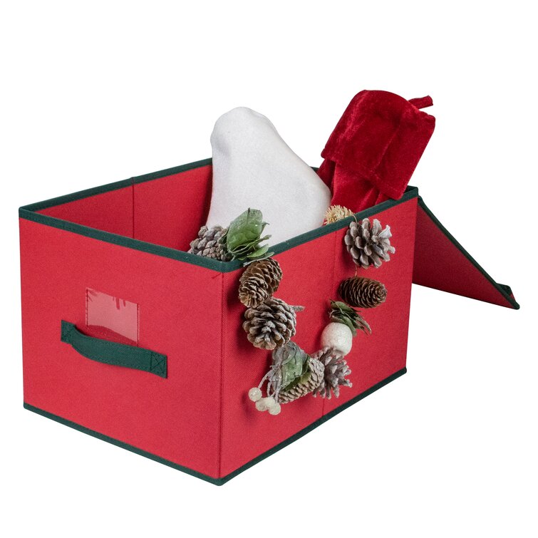 16 Red And Green Collapsible Christmas Decoration Storage Box