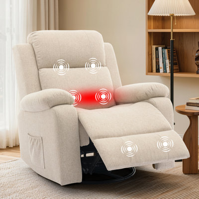 KORSER Recliner Chair ,Recliner With Heat And Massage,360°Swivel Recliners, Rocker Recliner For Adults With Side Pockets