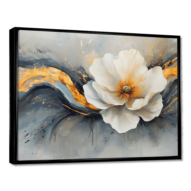 Alvares - Abstract Wall Art, Noir, noir, noir, noir, H 12 po x l 20 po, Cadre flottant