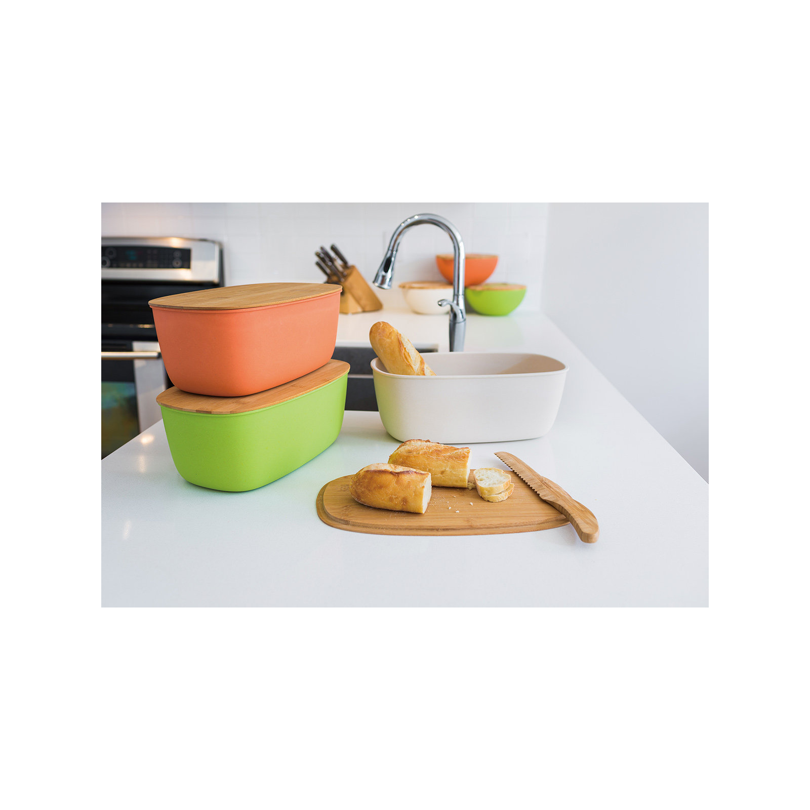 Harlan Wood Food Storage Container Set, Orange