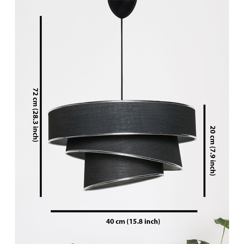 Lustre glamour avec capuchon en coton, 15,7 x 15,7 x 7,9 pouces | Hauteur totale: 28,3 pouces | Douille E27, 40 W maximum | Certifié CE | Parfait pour les décors scandinaves et champêtres | Élégant luminaire pour le salon, la salle à manger et le ve