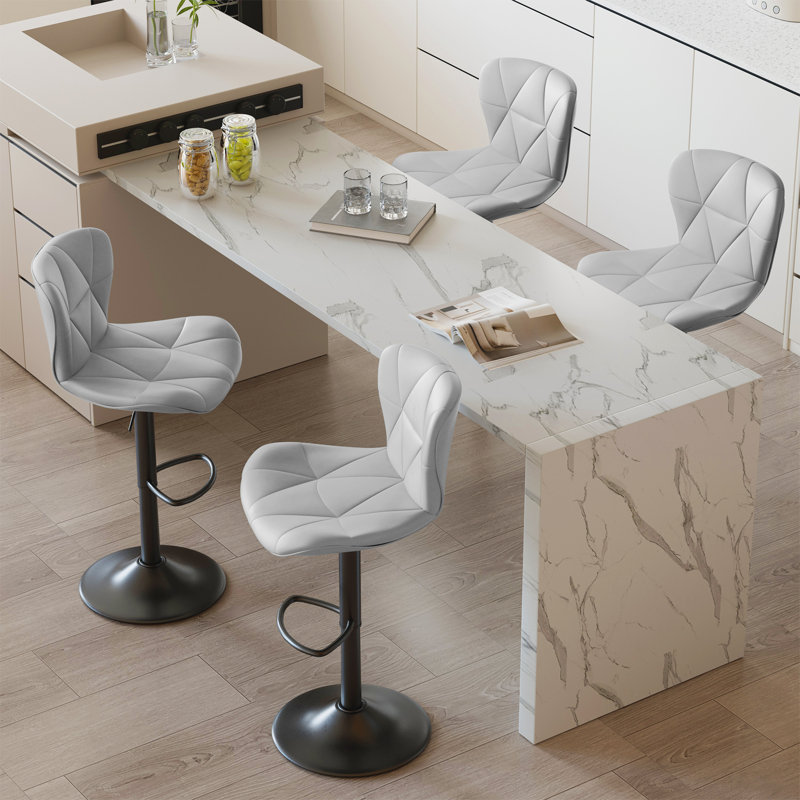 Tabouret de bar pivotant à hauteur réglable pour animaux de compagnie avec dossier, tissu technique résistant aux égratignures, repose-pieds et base en métal noir - Chaise de bar durable pour îlot de cuisine, bar de salle à manger, propriétaires d