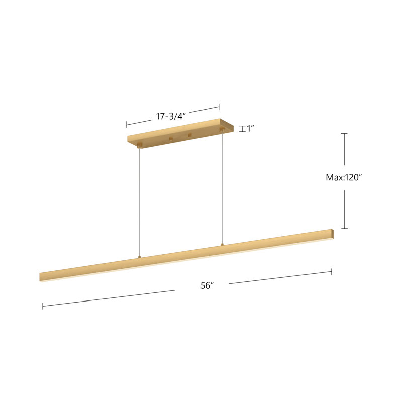 Vega 1 - Light LED Pendant, Black, 2700K, 1.5" H x 56" W x 0.75" D