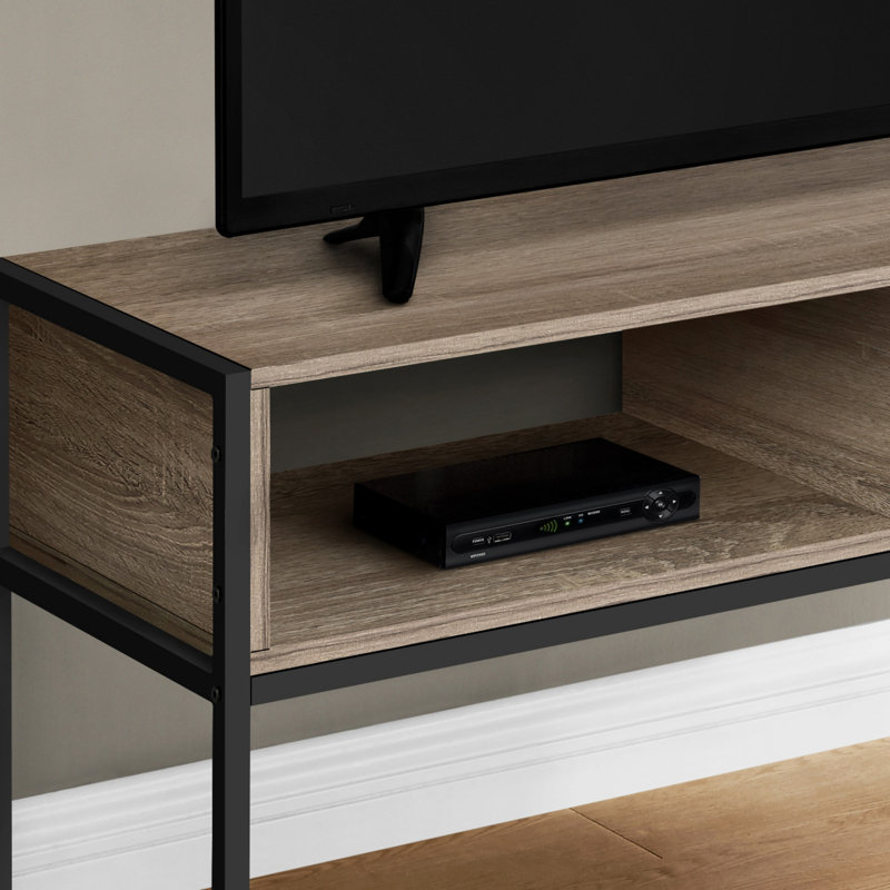 Meuble télé, console de 48 po, meuble multimédia, tiroirs de rangement, salon, chambre à coucher, métal noir, contemporain, moderne
